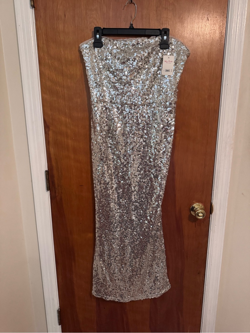 Lucky Brand Strapless Silver Sequin Gown - Picture 4 of 11